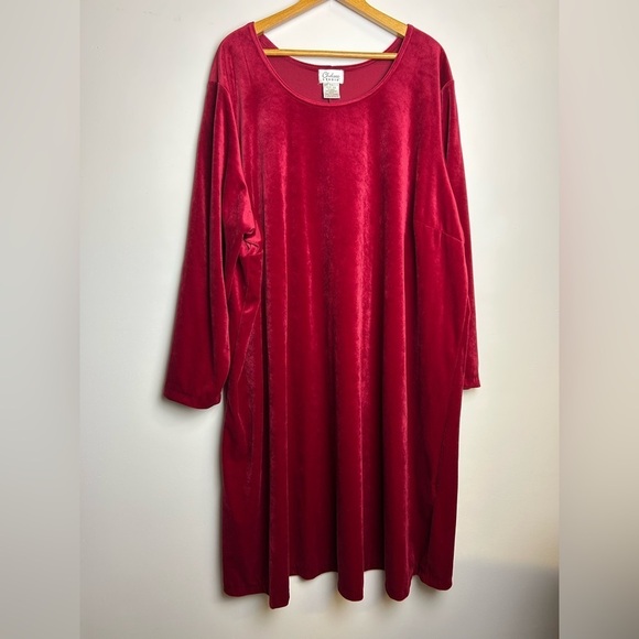 Shelsea Studio Dress Women Plus Sz 3X Red Long Sleeve Velvet Comfort Goth witchy - Picture 1 of 11